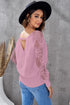 Sexy V Neck Surplice Hollow-Out Sweater With Lace Sleeves